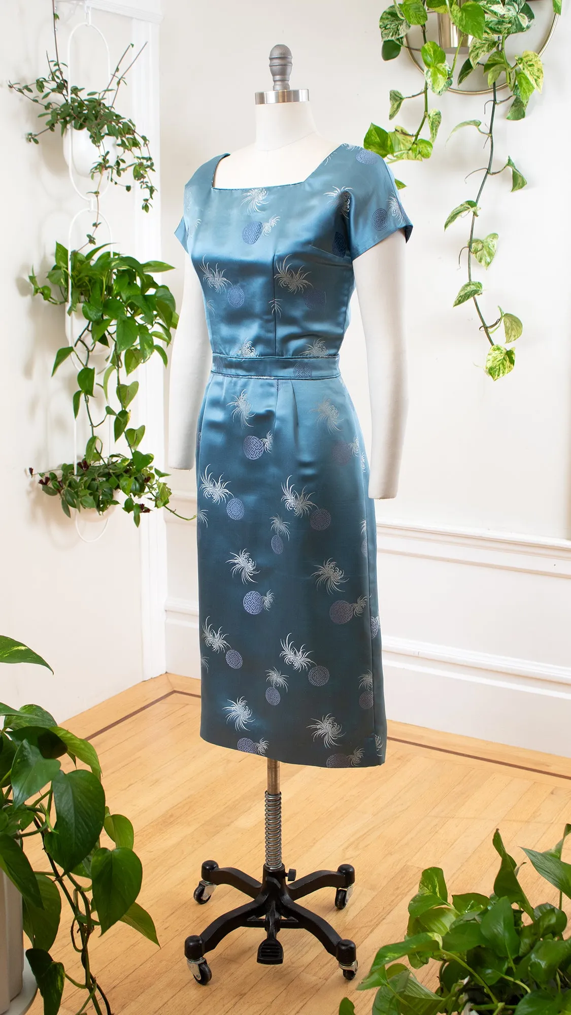 1960s Asian Silk Jacquard Cocktail Dress | medium