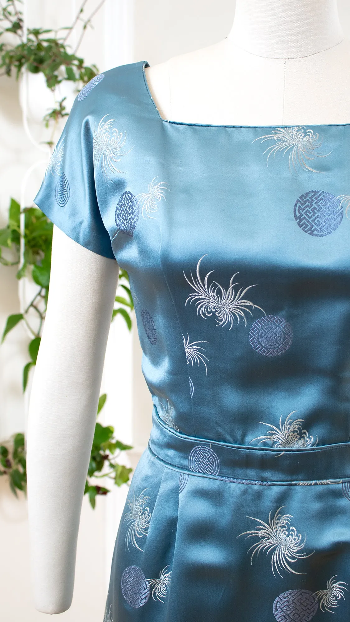 1960s Asian Silk Jacquard Cocktail Dress | medium