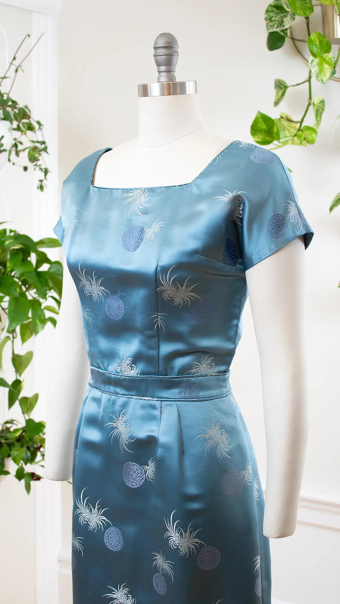 1960s Asian Silk Jacquard Cocktail Dress | medium