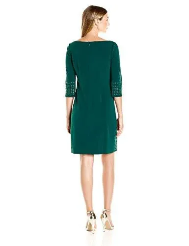 3/4 Sleeve Shift Dress, Hunter, 12