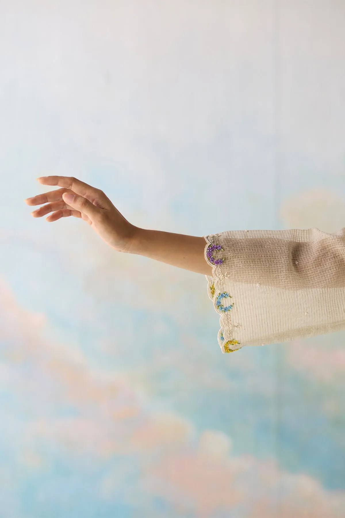 Ash Emboidered Kurta