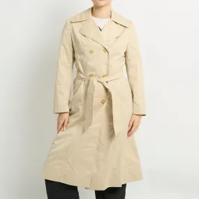 Beige Belted Long Trench Coat - UK 8