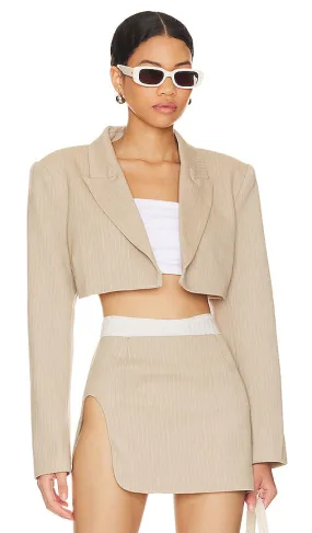 BY.DYLN x REVOLVE Zayne Cropped Blazer in Taupe