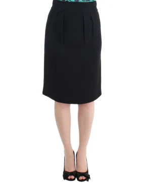 Cavalli Black wool pencil skirt