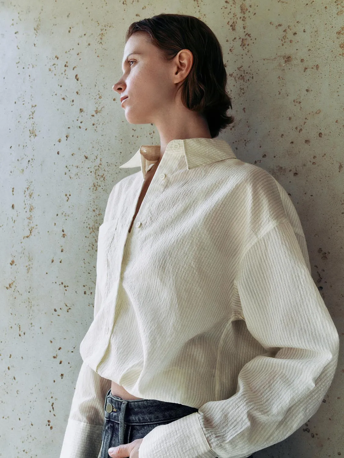 Cropped Button Up Overhead Shirts