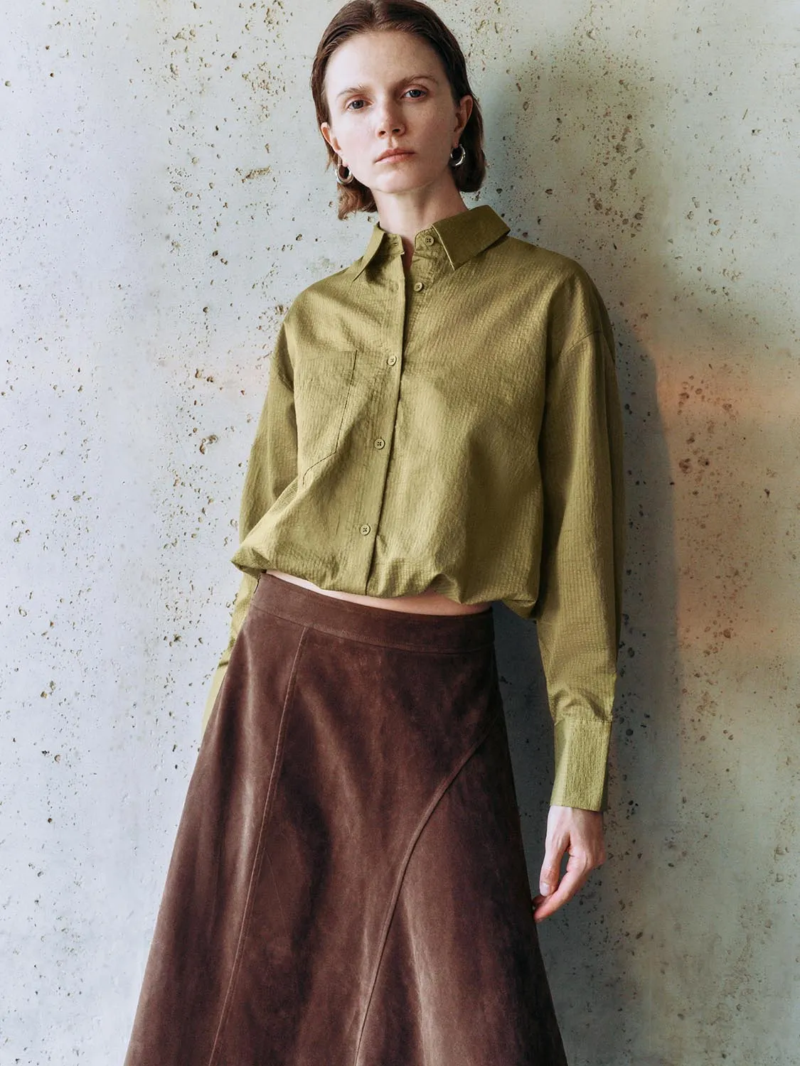 Cropped Button Up Overhead Shirts