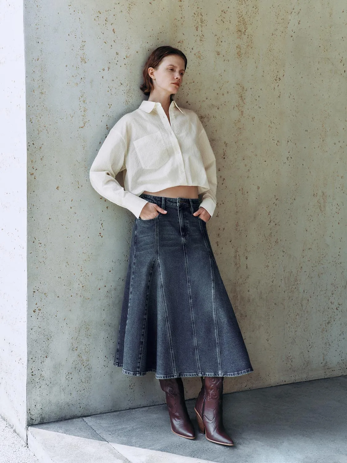 Cropped Button Up Overhead Shirts