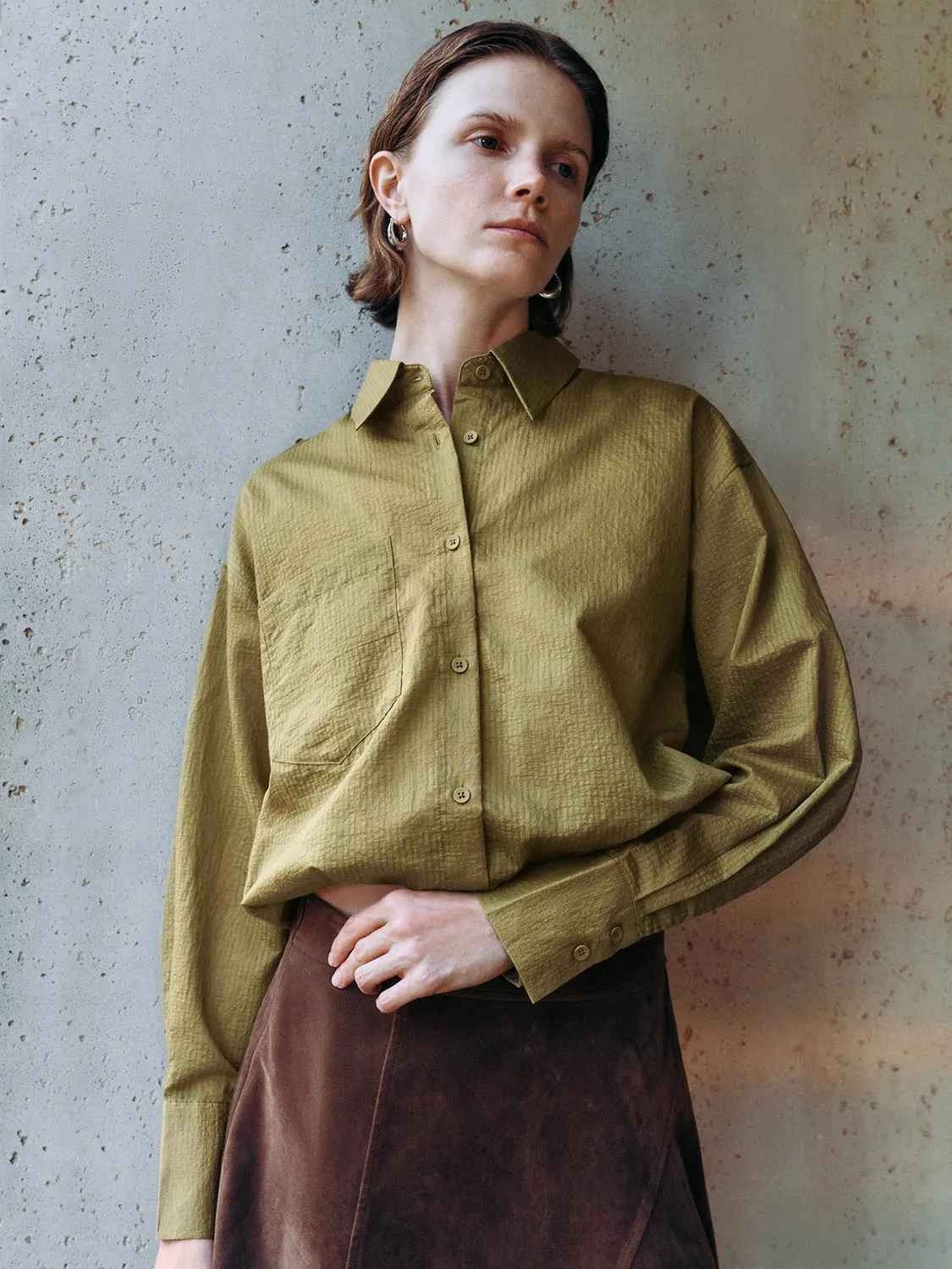 Cropped Button Up Overhead Shirts