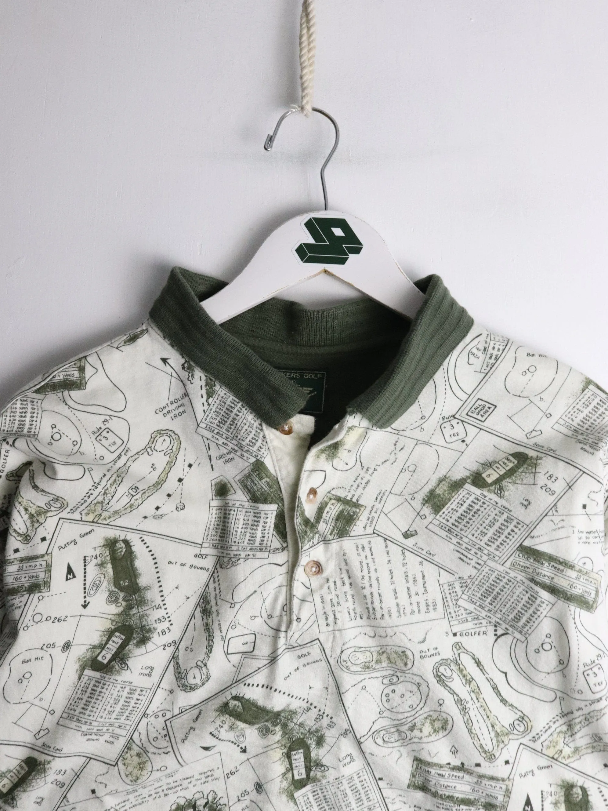 Dockers Polo Shirt Mens Tall XL White Green Golf