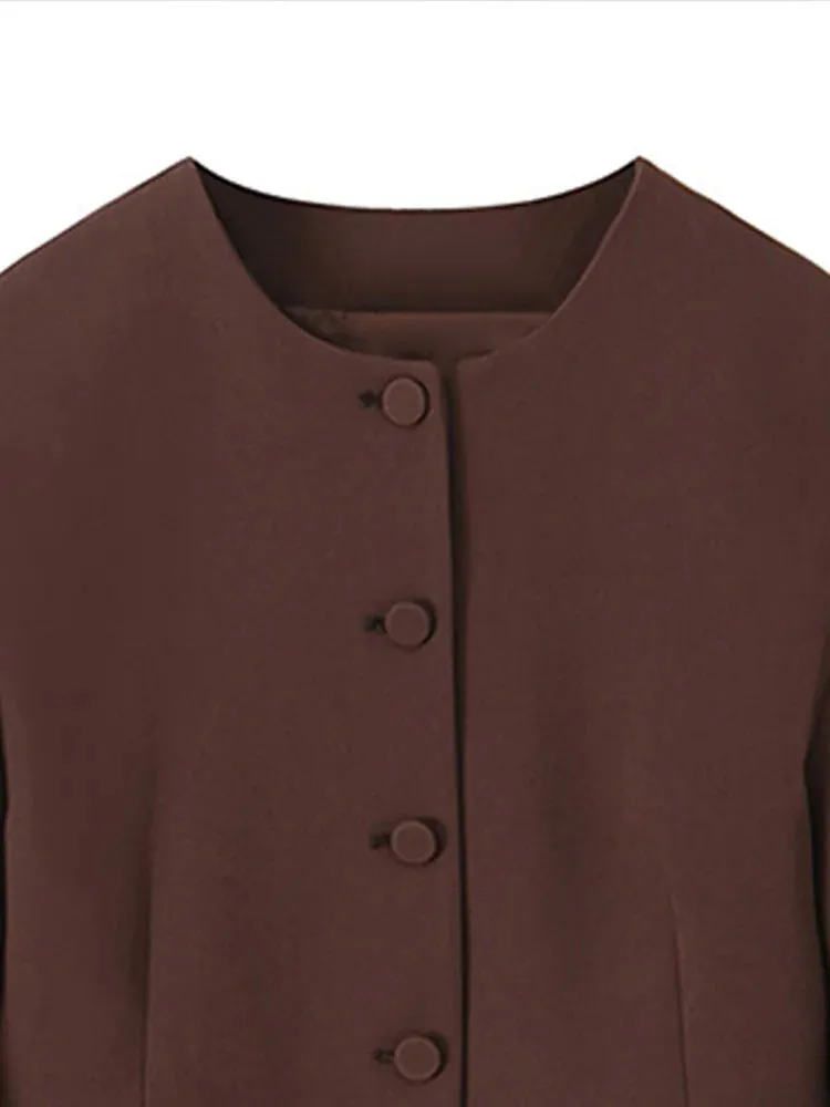 Elegant Brown Blazer jacket and Mini Skirt Set