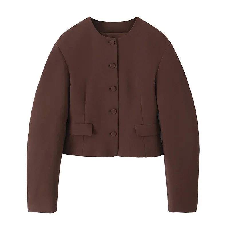 Elegant Brown Blazer jacket and Mini Skirt Set