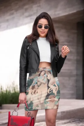 Get Naked Art Print Pencil Skirt