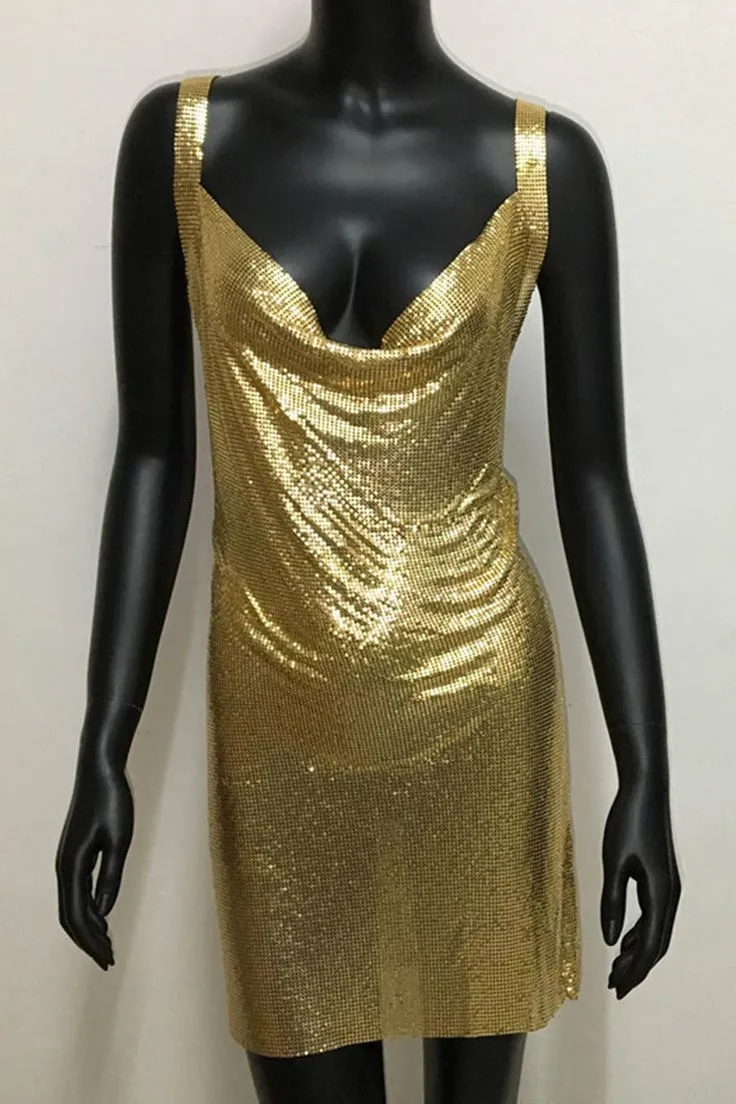 Halter Silver Gold Sequined Homecoming Dresses, LTP3251