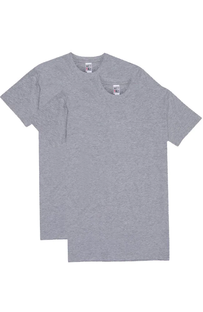 Have It Tall Classic Cotton T Shirt, Oxford Gray, 2 Pack