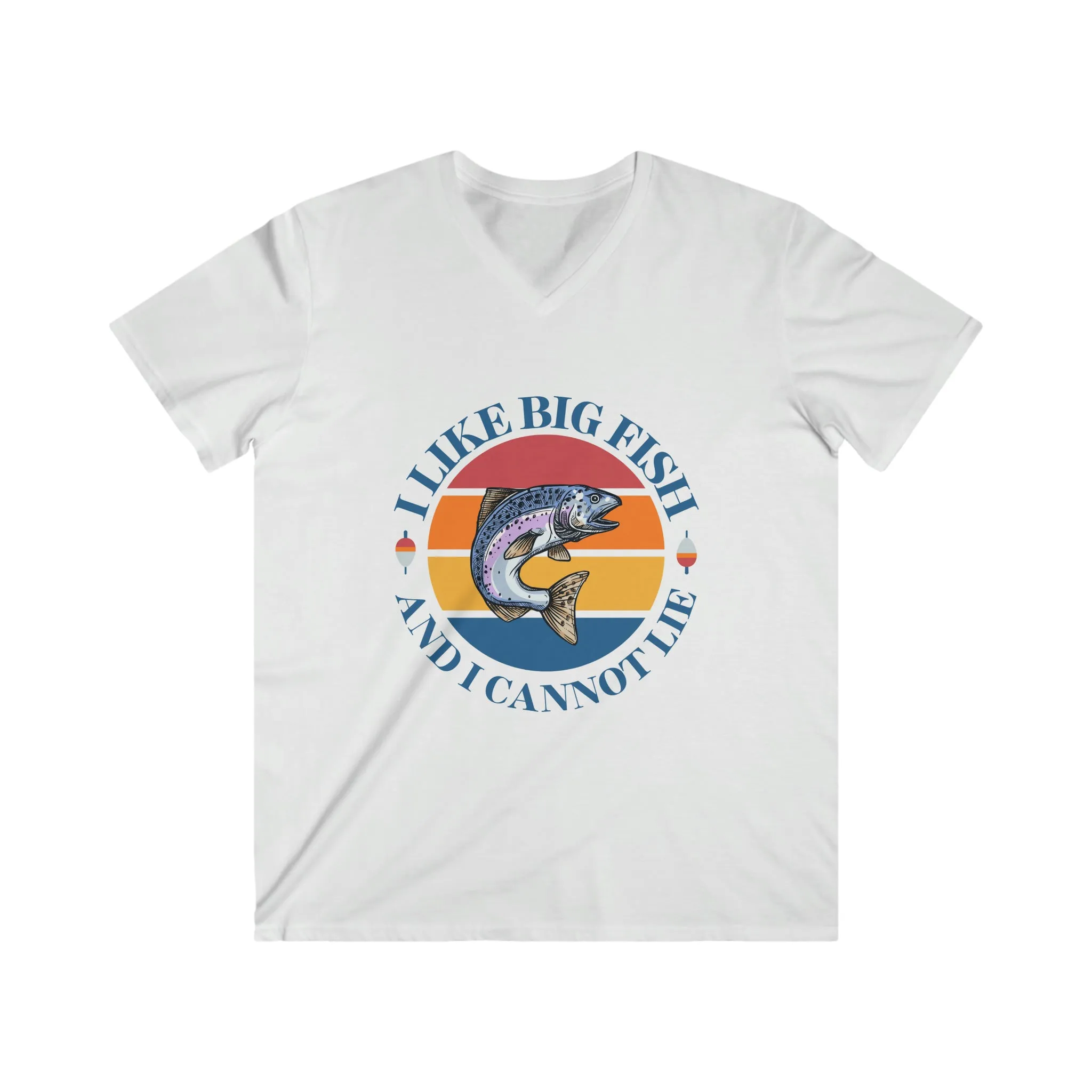 I Like Big Fish - Men's Fitted V-Neck Short Sleeve T-Shirt
