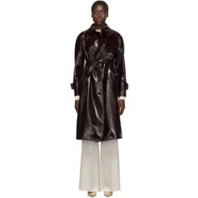 Joseph Burgundy Coated Felt Trench Coat