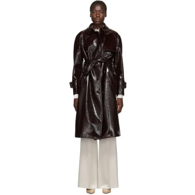Joseph Burgundy Coated Felt Trench Coat