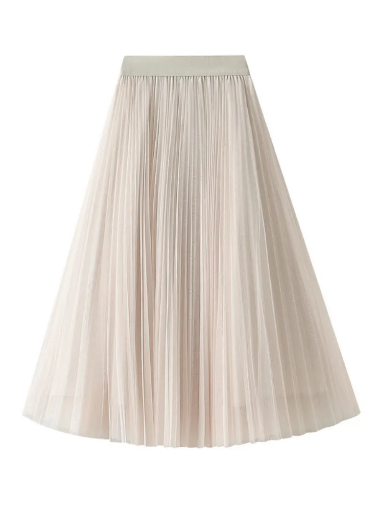 Large Swing Gauze Pleated Skirt