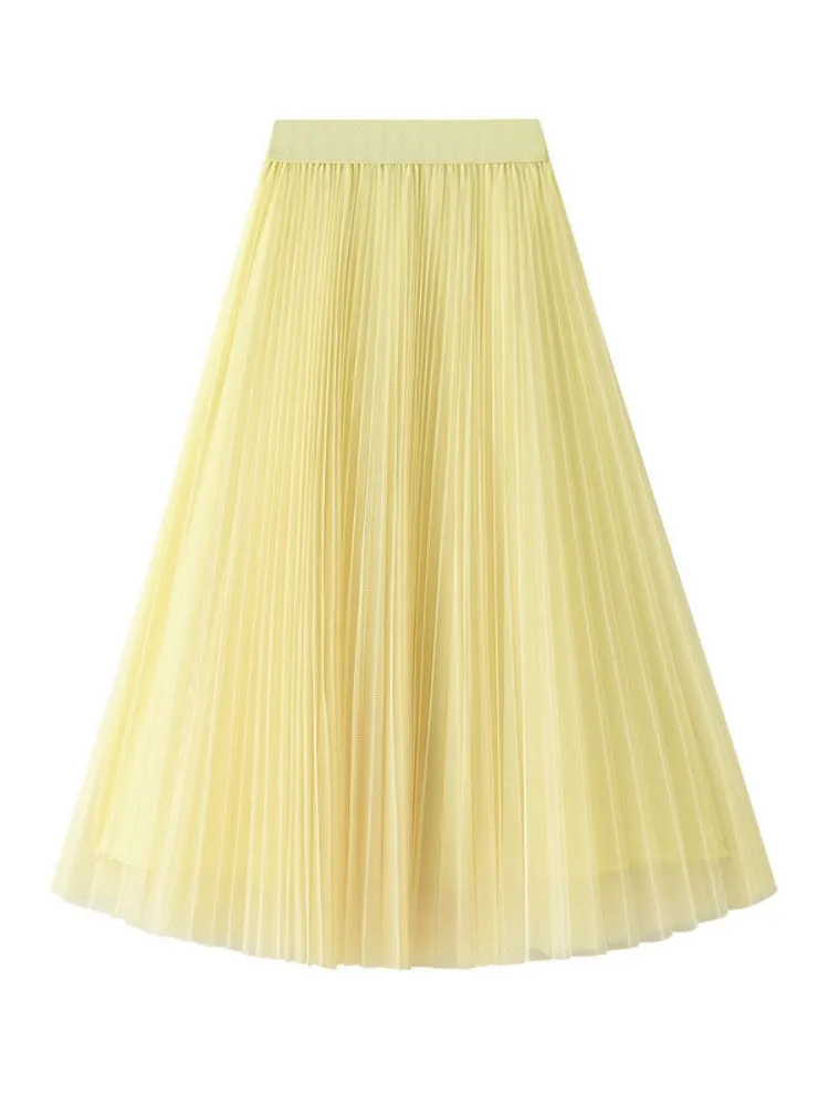 Large Swing Gauze Pleated Skirt