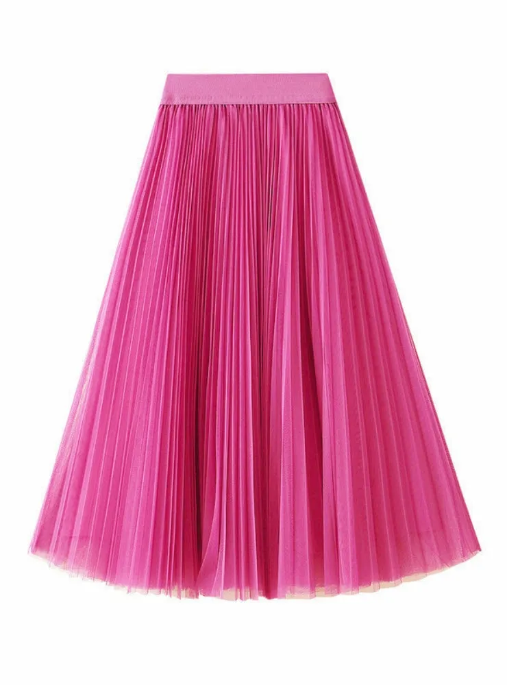 Large Swing Gauze Pleated Skirt