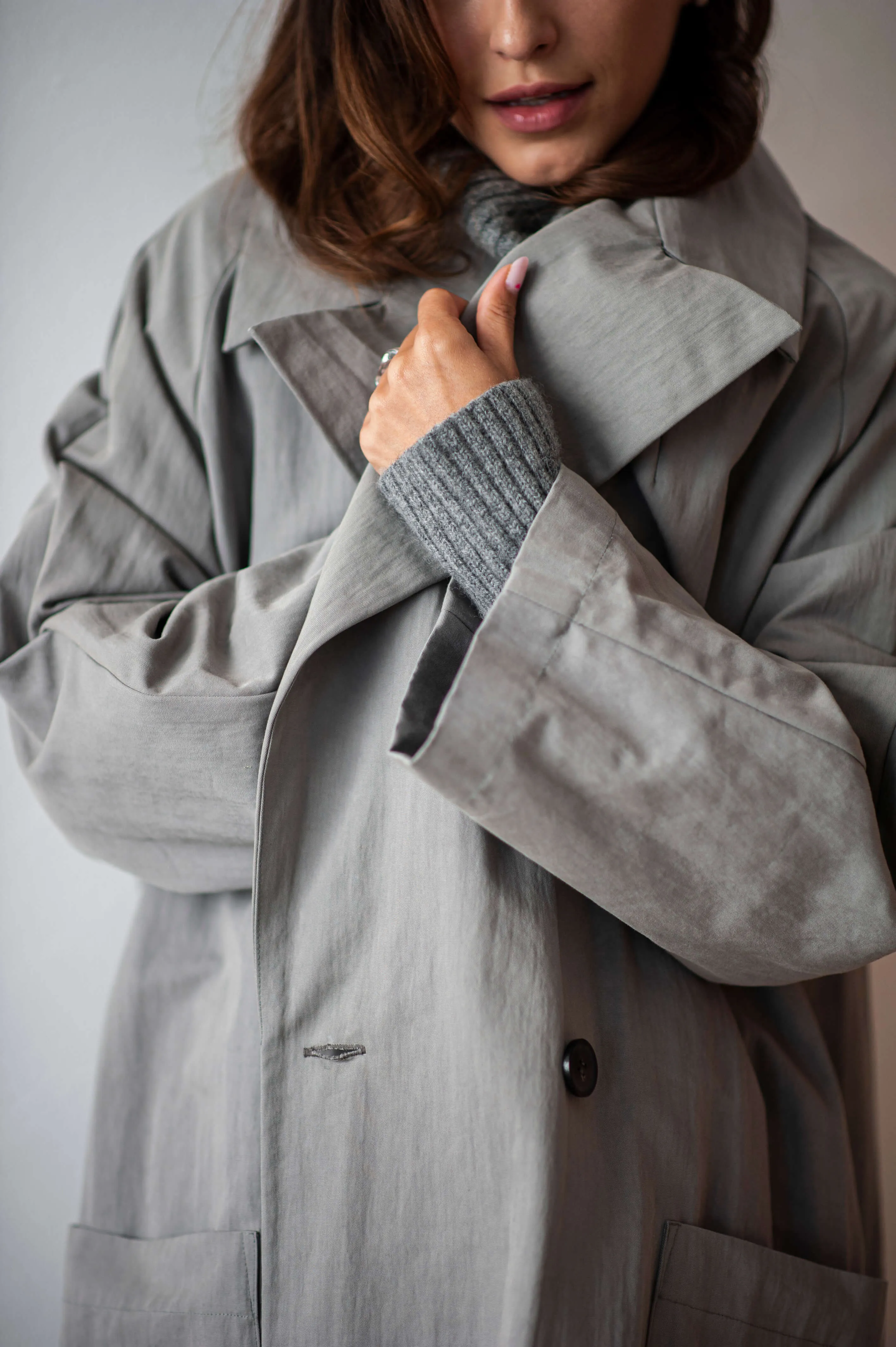 Light grey oversize fit urban trench coat