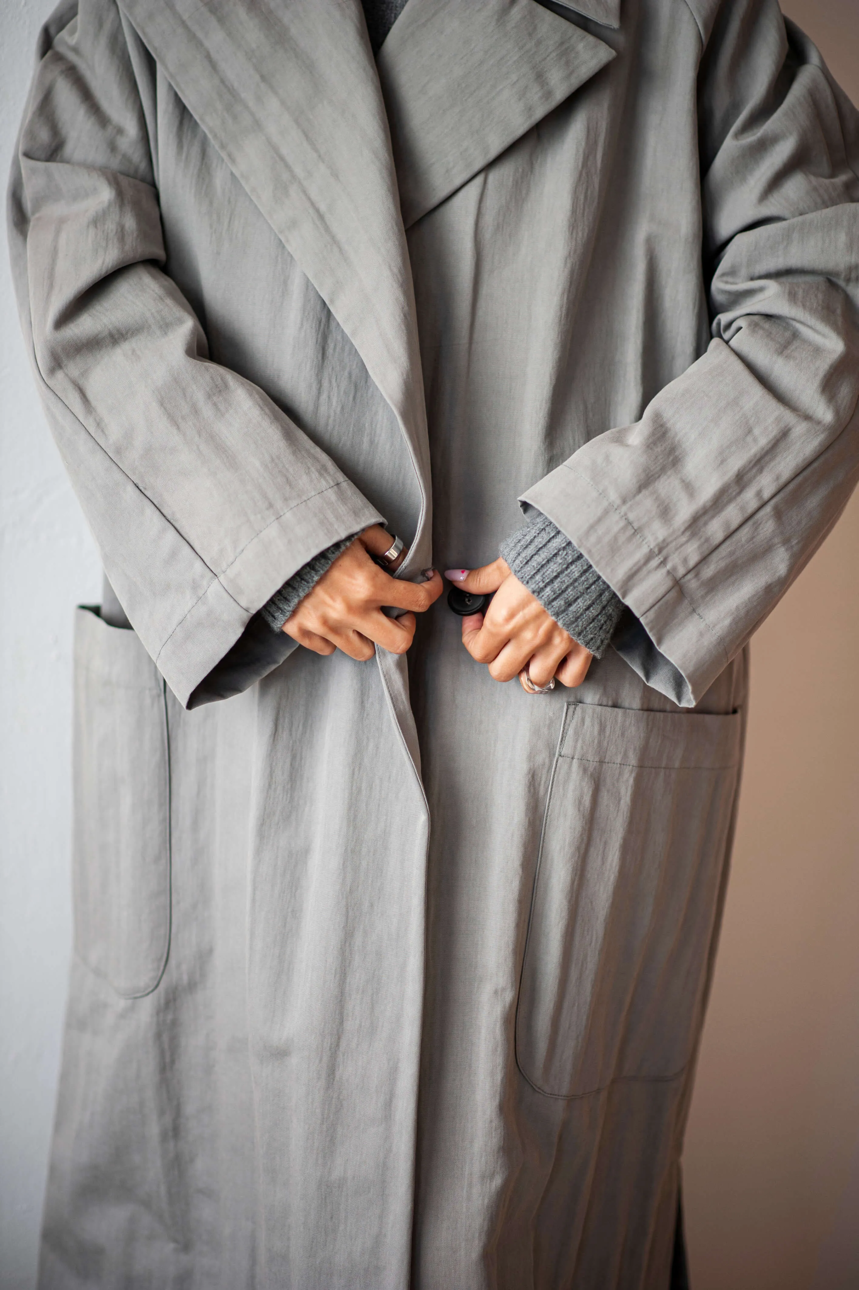 Light grey oversize fit urban trench coat