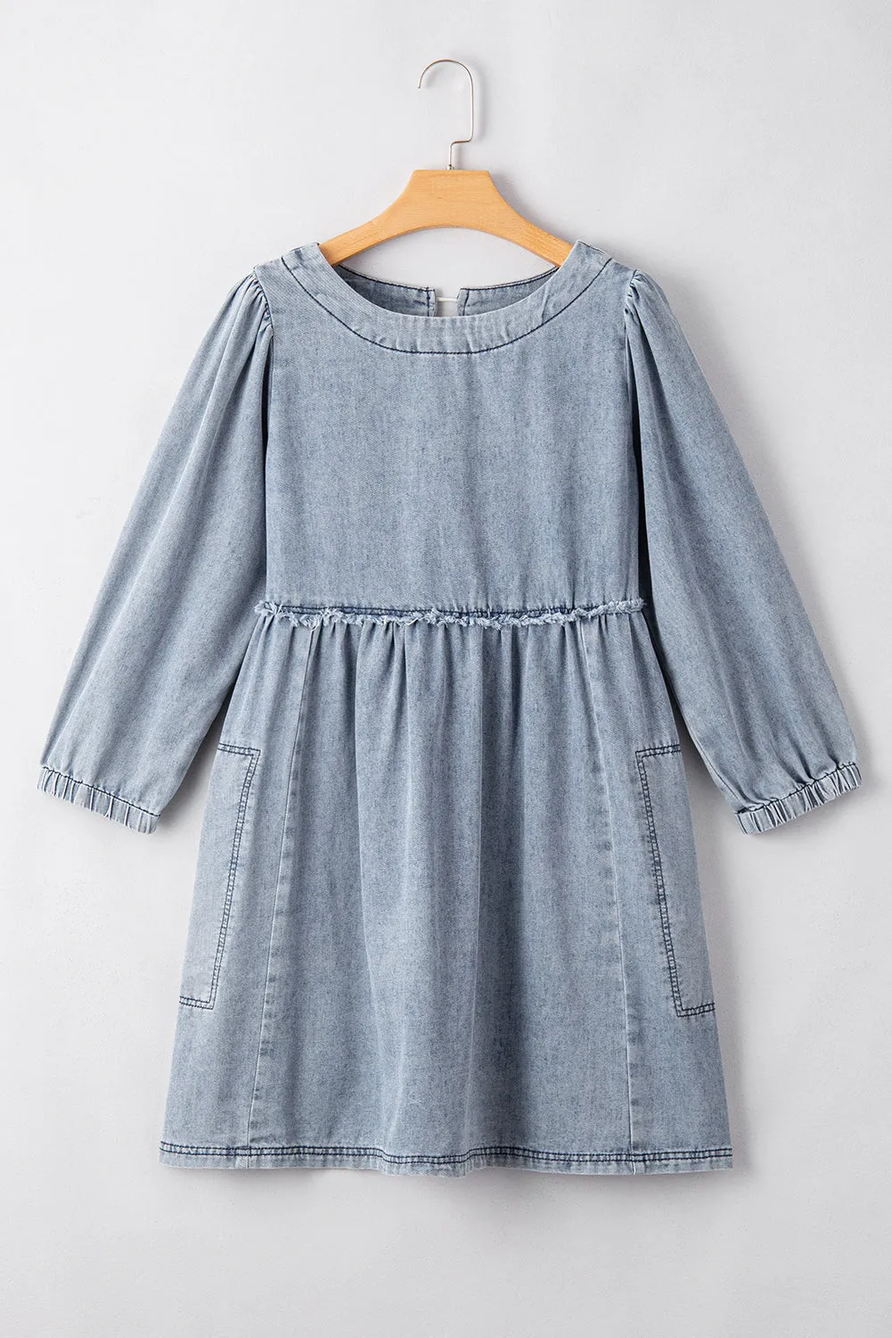 Light Wash High Waist Loose Fit Denim Dress