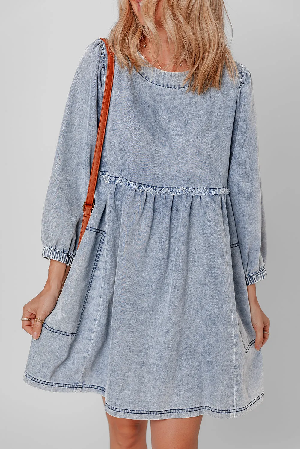 Light Wash High Waist Loose Fit Denim Dress