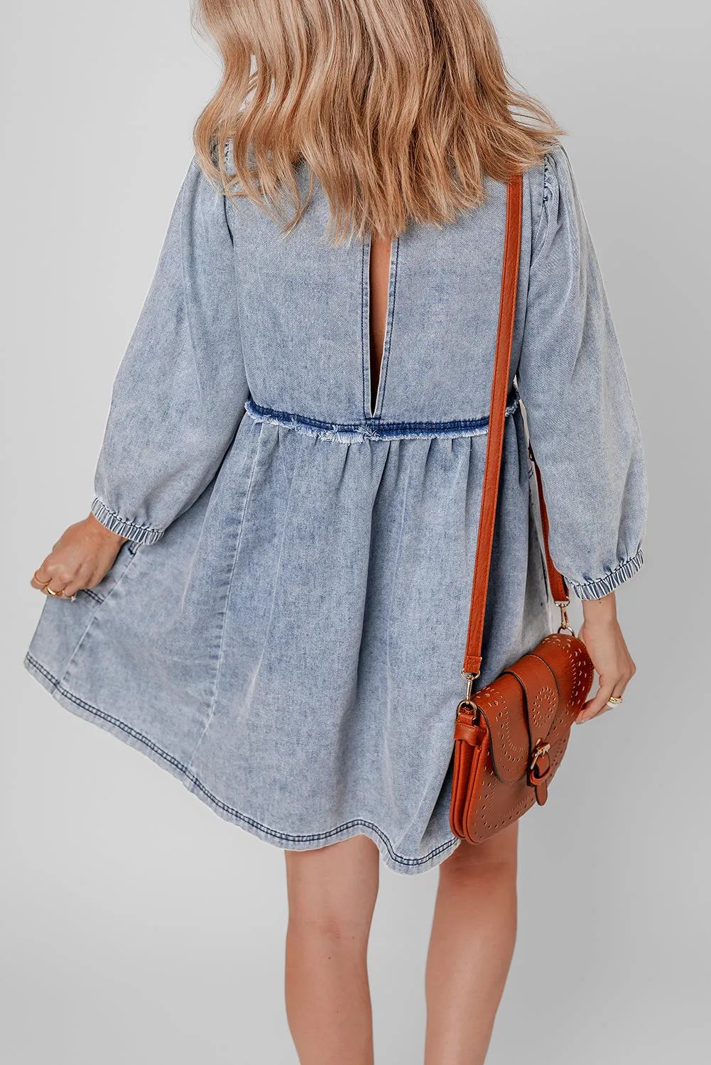 Light Wash High Waist Loose Fit Denim Dress