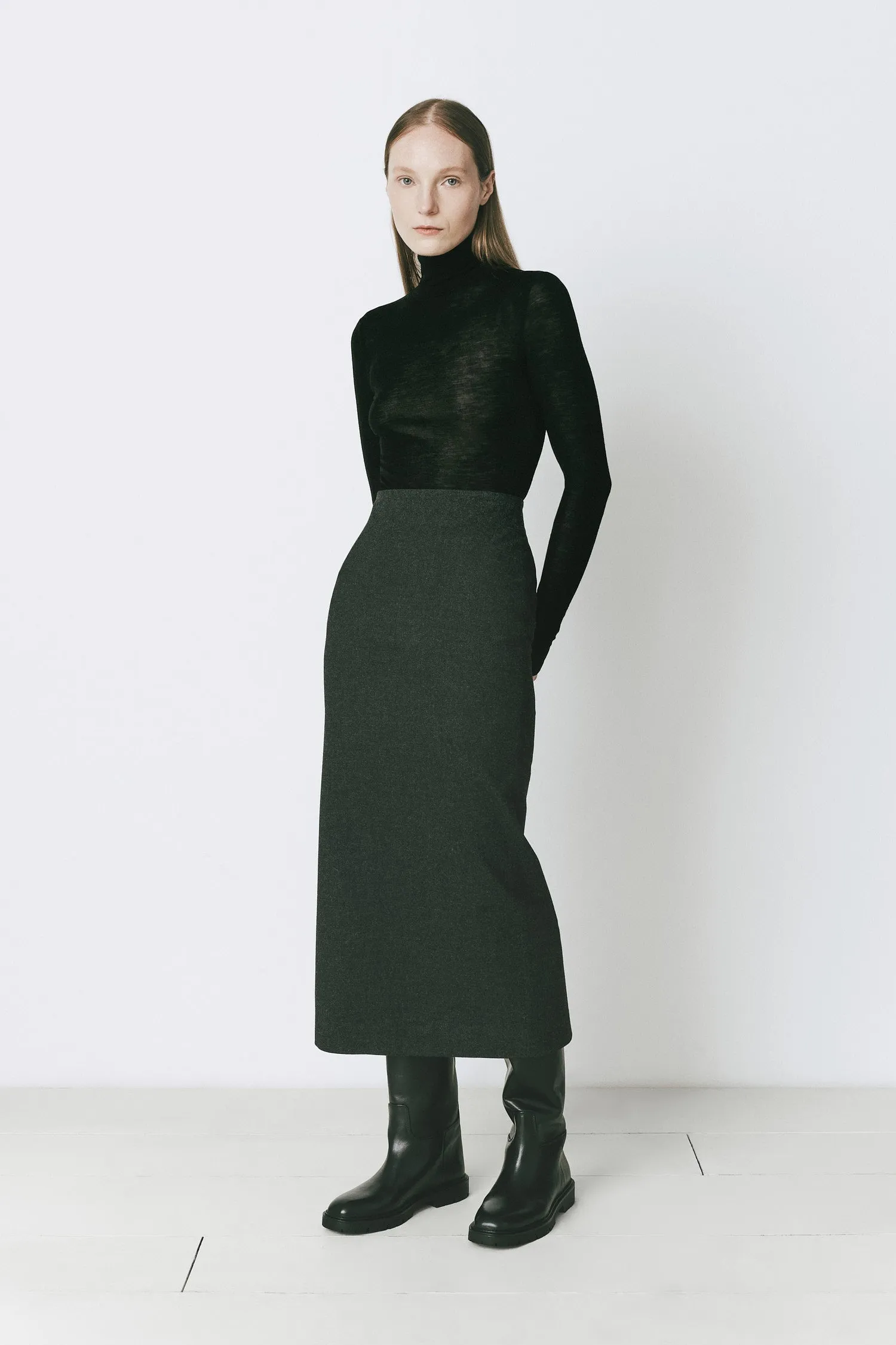 Lna Zip Slit Midi Skirt