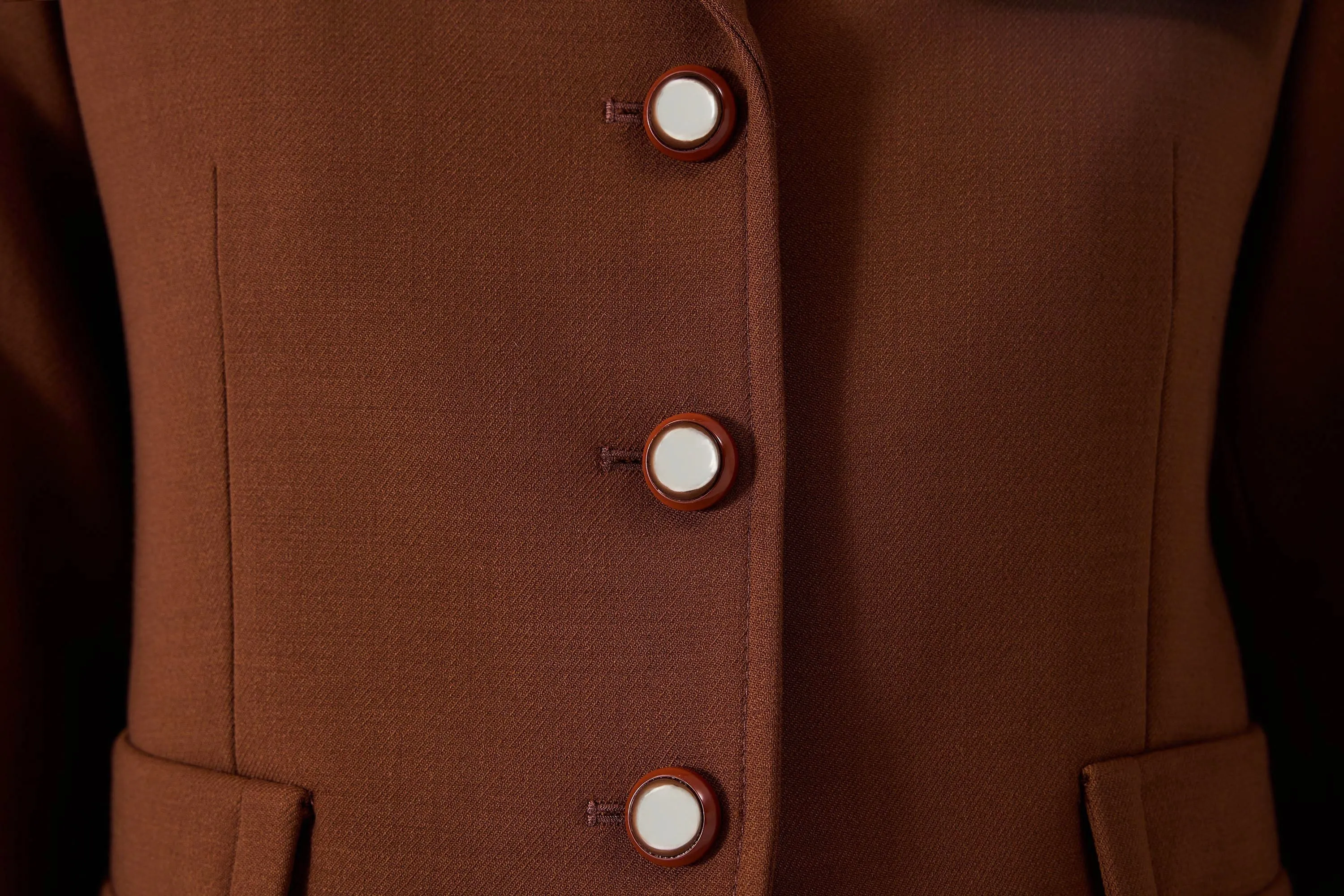 Machka Short Blazer With Metal Buttons
 Brick