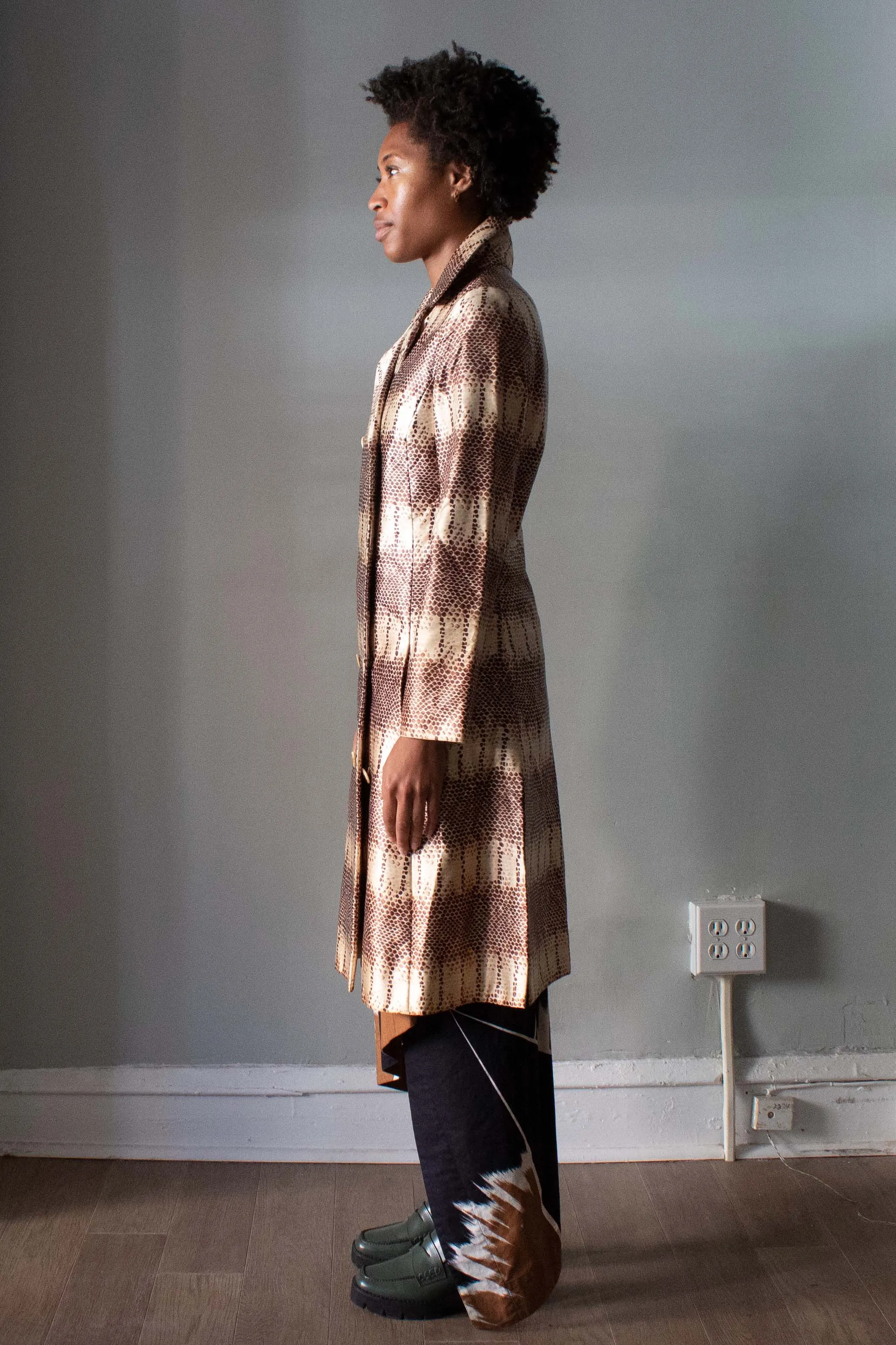Marsal Park Avenue Snake Print Satin Trench