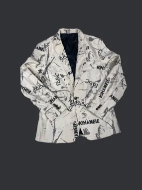 Men's Casual Blazer Slim Fit Suit Jackets Fashion One Button Newspaper Letters Print Fancy Dress Costume Coats     S4175840