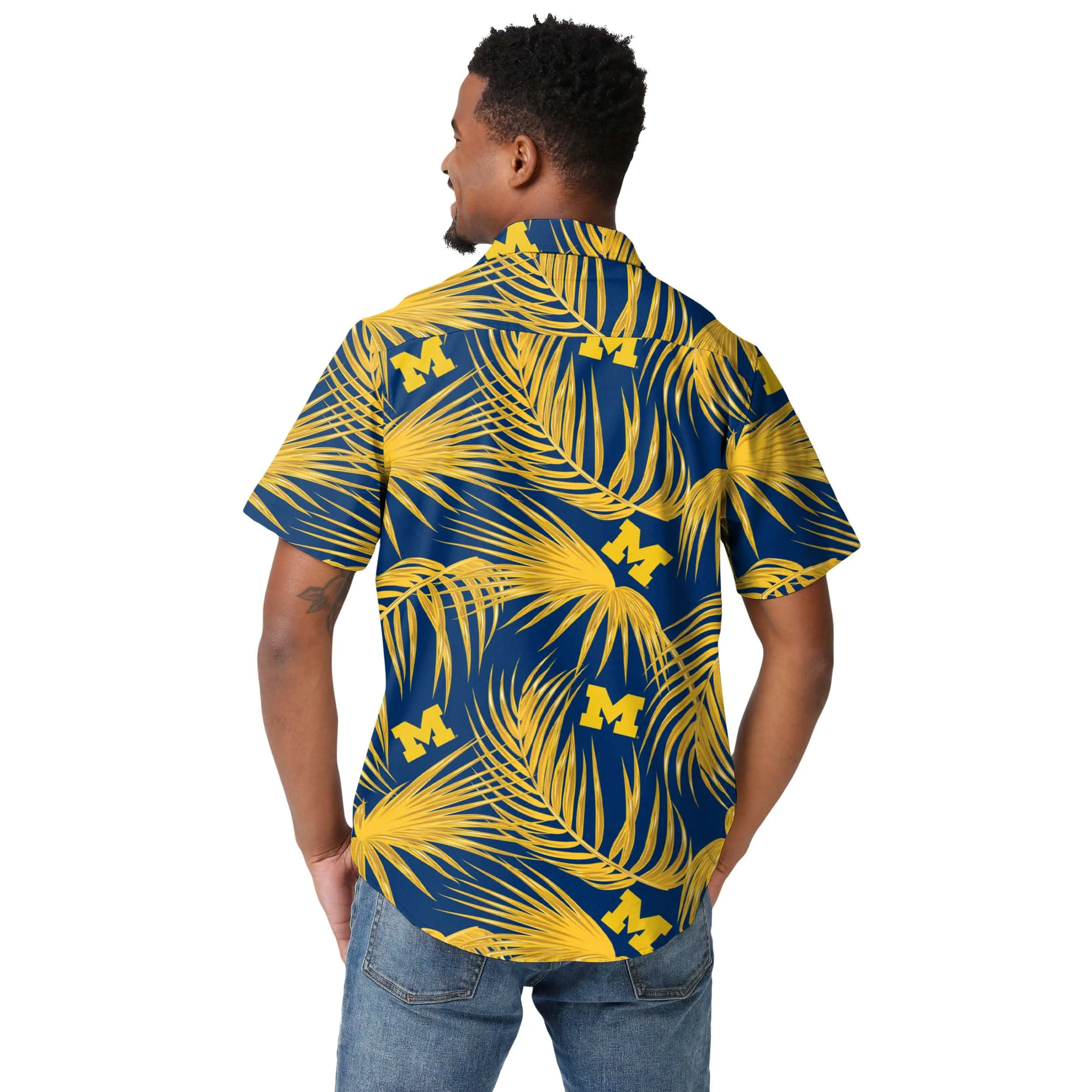 Michigan Wolverines NCAA Mens Hawaiian Button Up Shirt