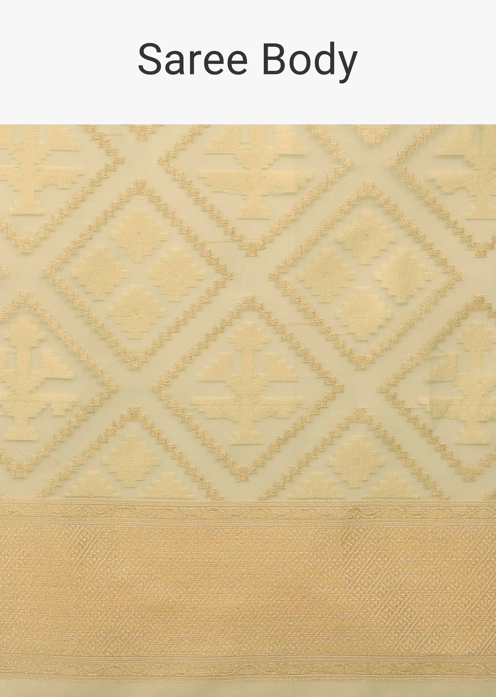Moss Green In Handloom Cotton And Banarasi Chanderi Geometric Woven Pattern