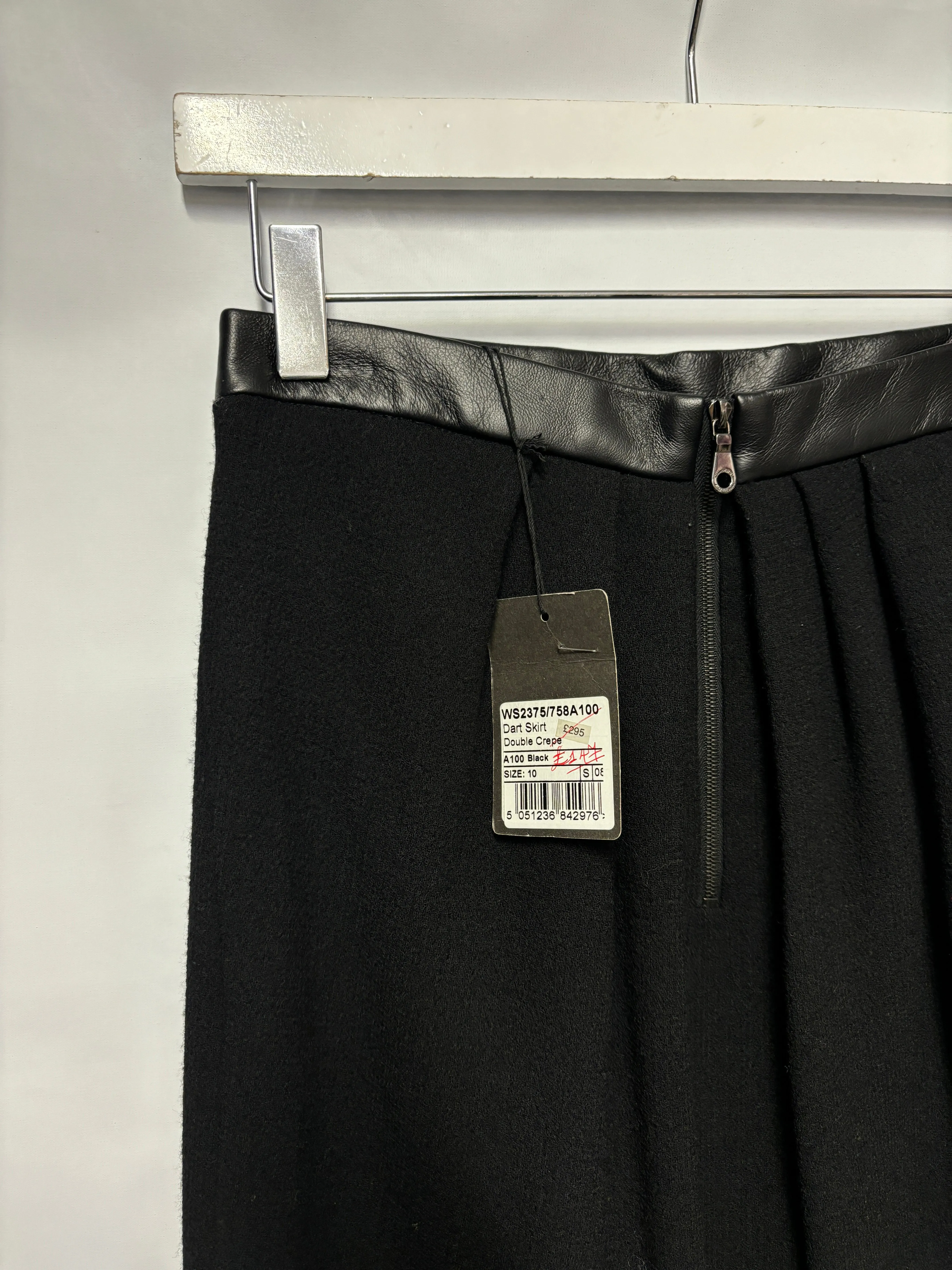 Mulberry Black Wool Crepe Pleat Pencil Skirt 10