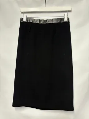 Mulberry Black Wool Crepe Pleat Pencil Skirt 10