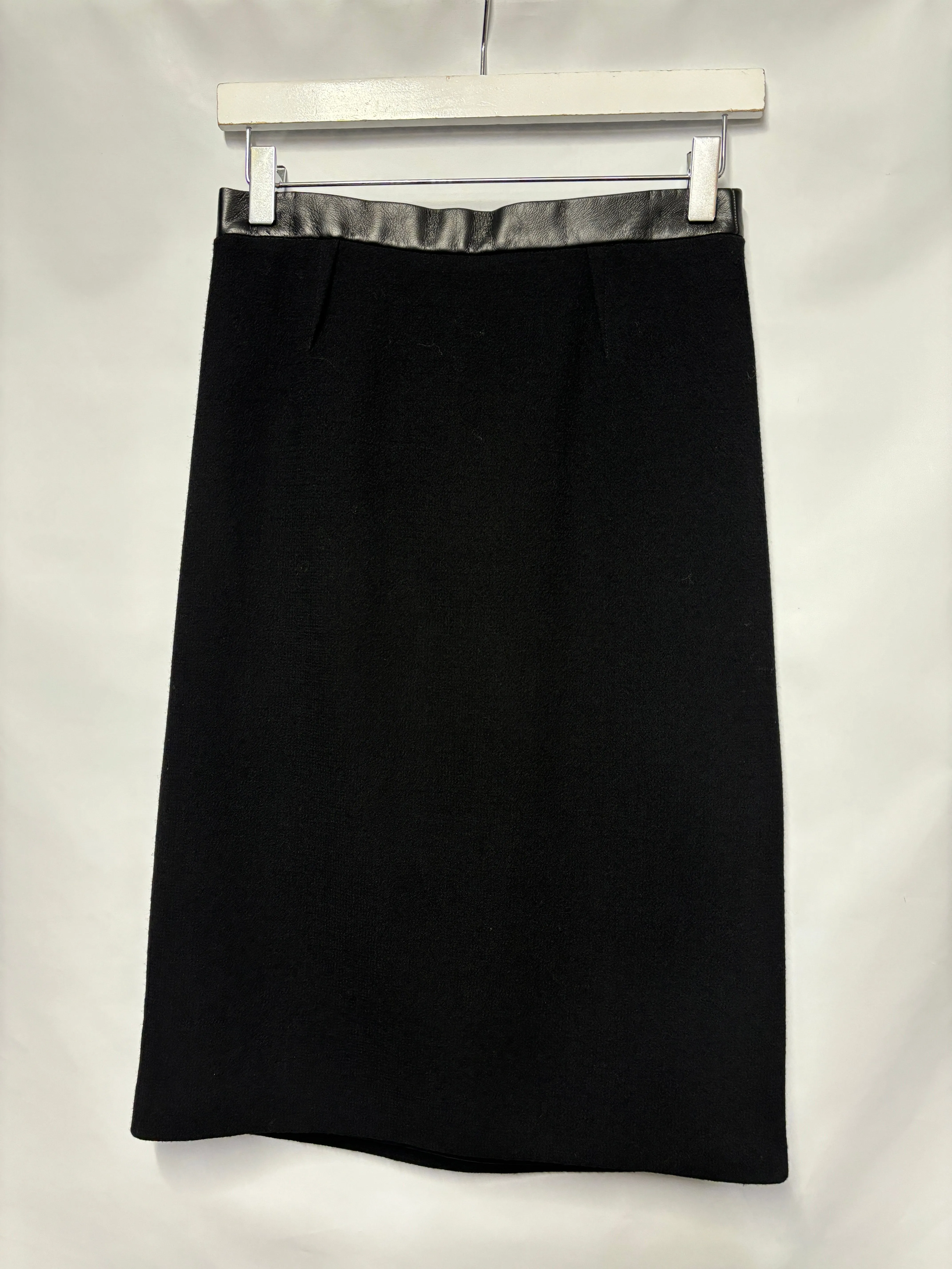 Mulberry Black Wool Crepe Pleat Pencil Skirt 10
