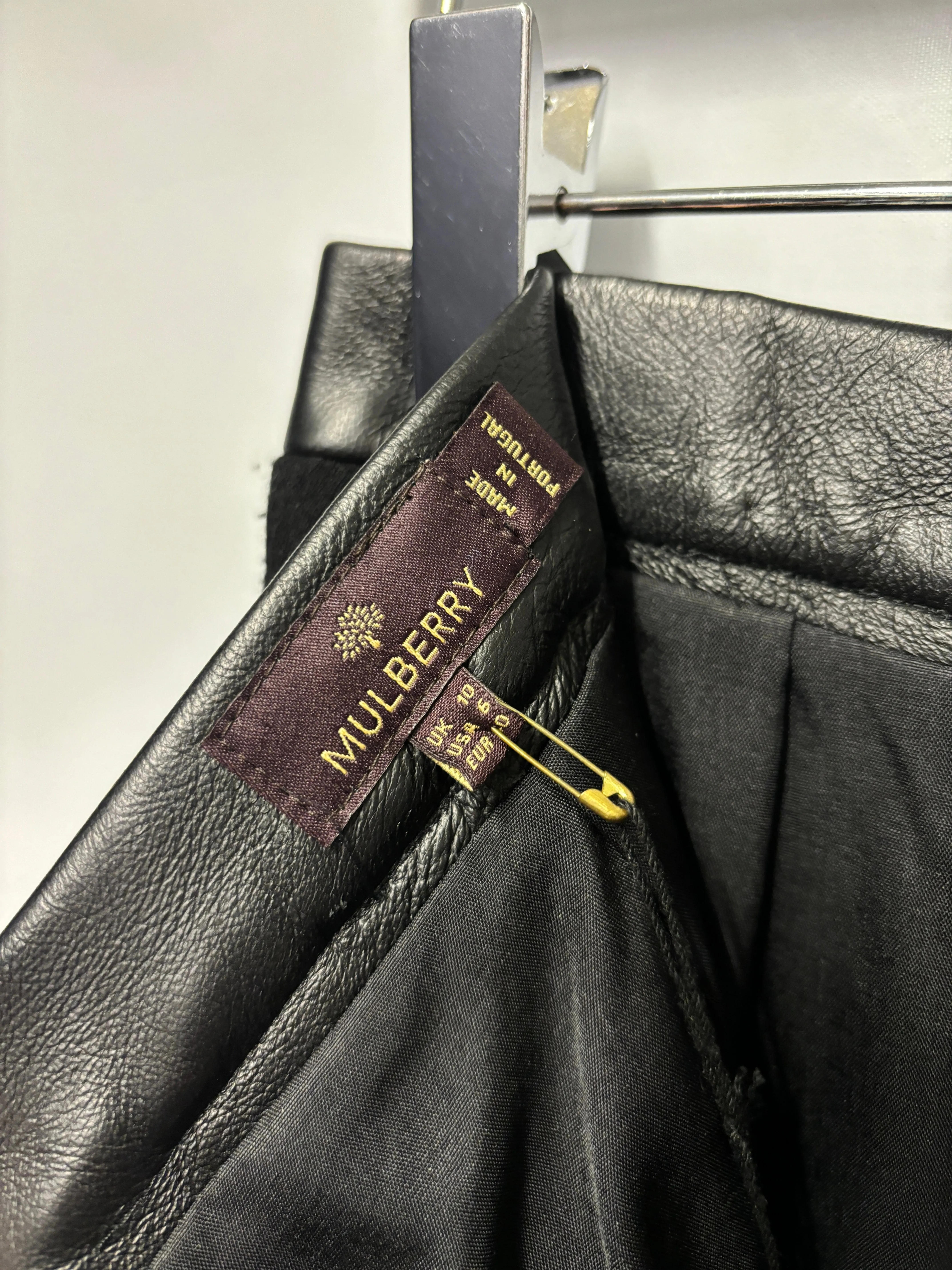 Mulberry Black Wool Crepe Pleat Pencil Skirt 10