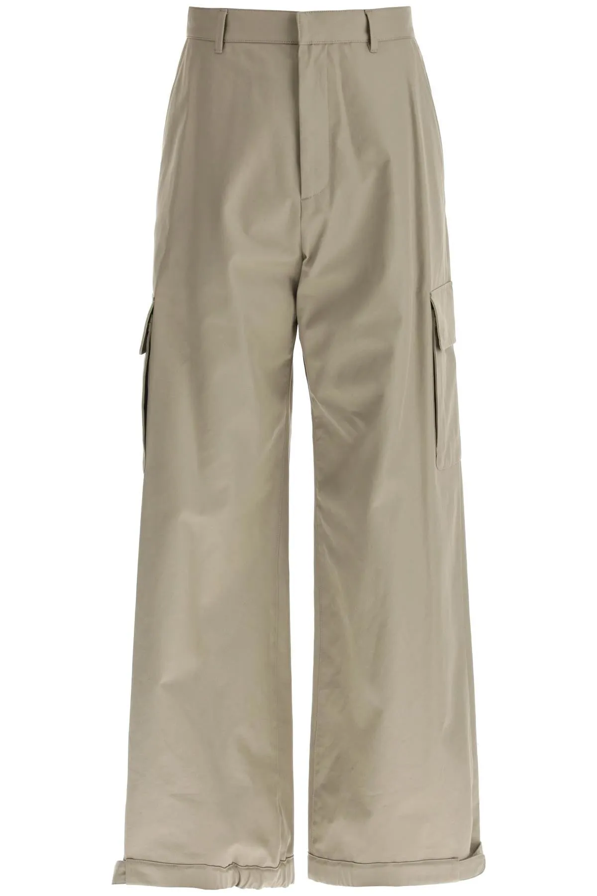 Off-White Wide-Legged Cargo Pants With Ample Leg