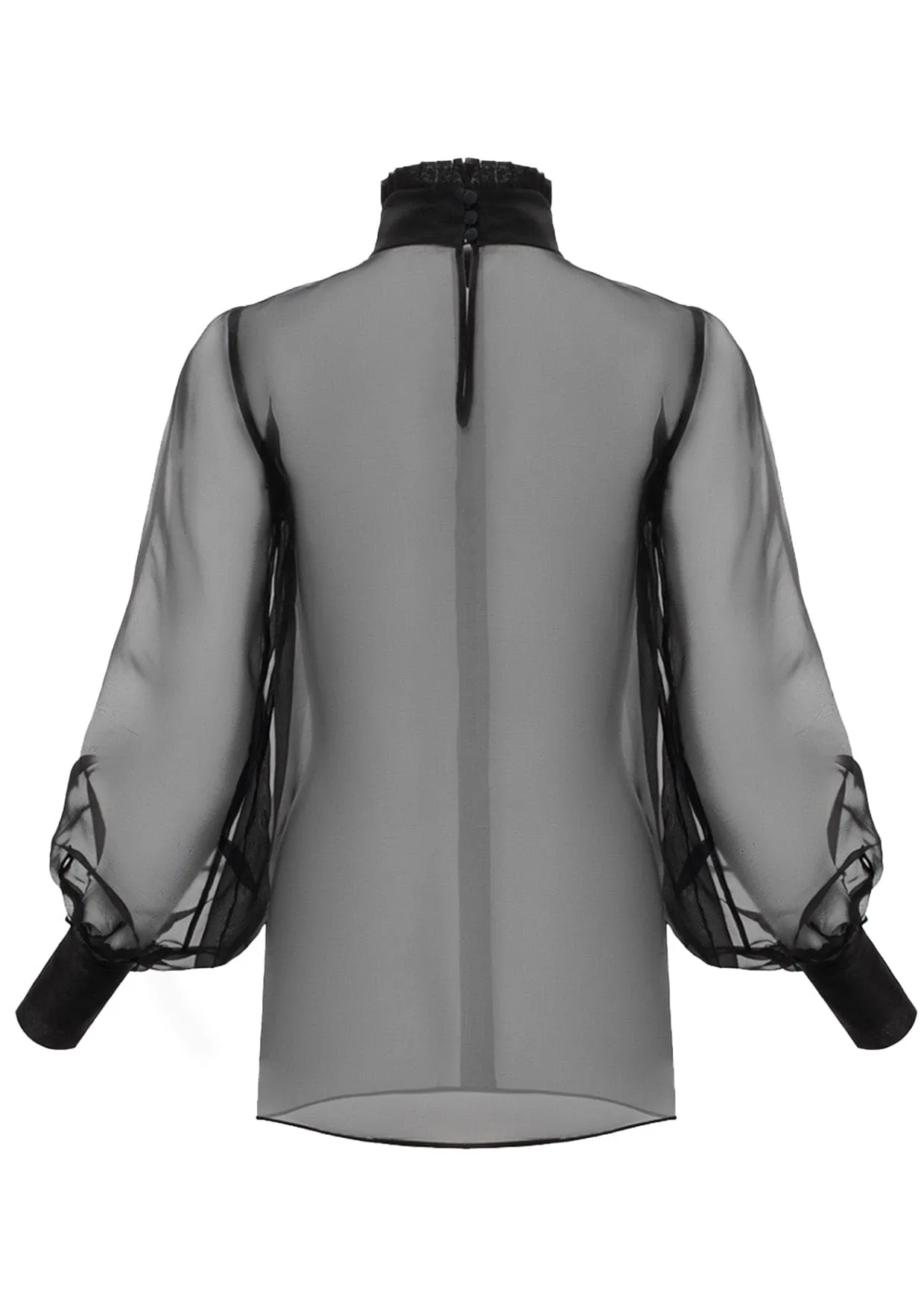 Orchidee Noir Sheer Silk Organza Blouse