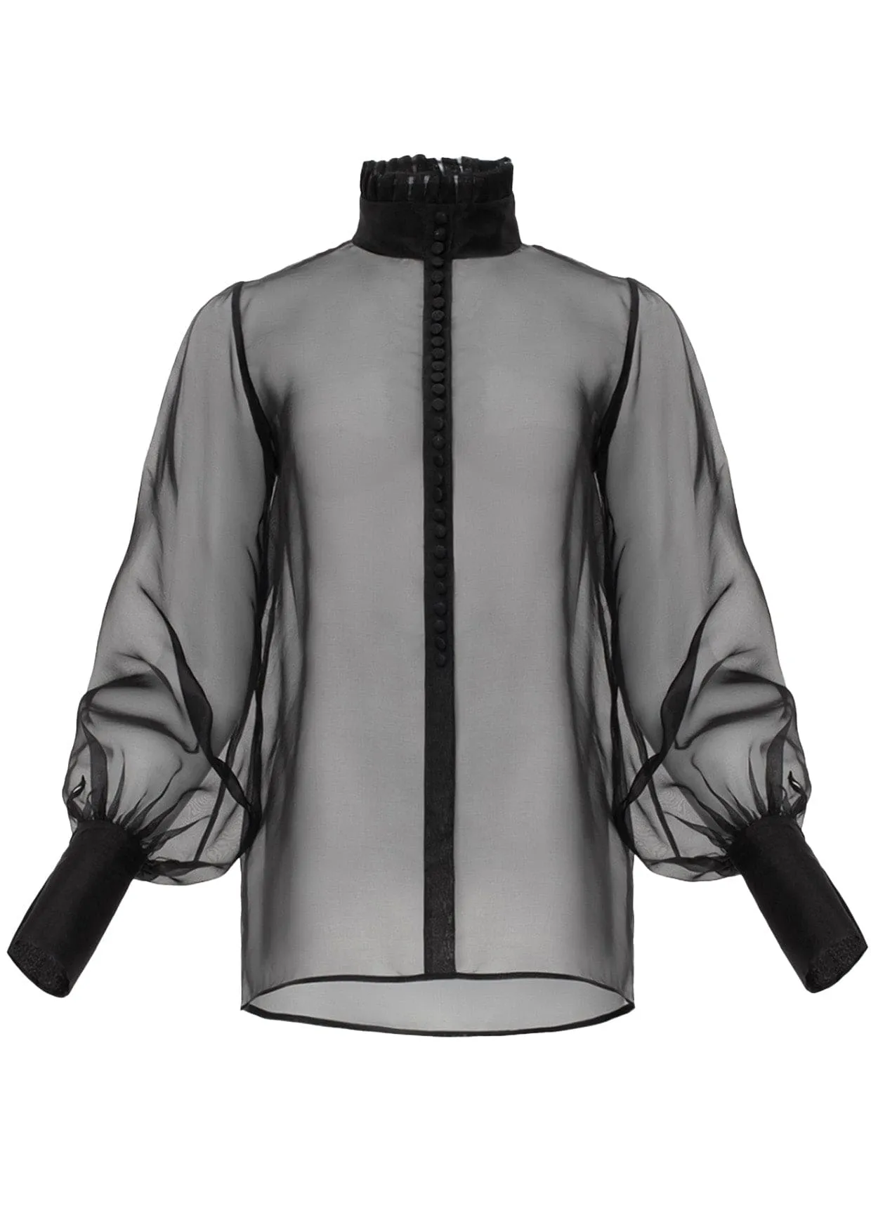 Orchidee Noir Sheer Silk Organza Blouse