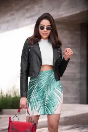 PALM LEAVES BLUSH VIBES Pencil Skirt