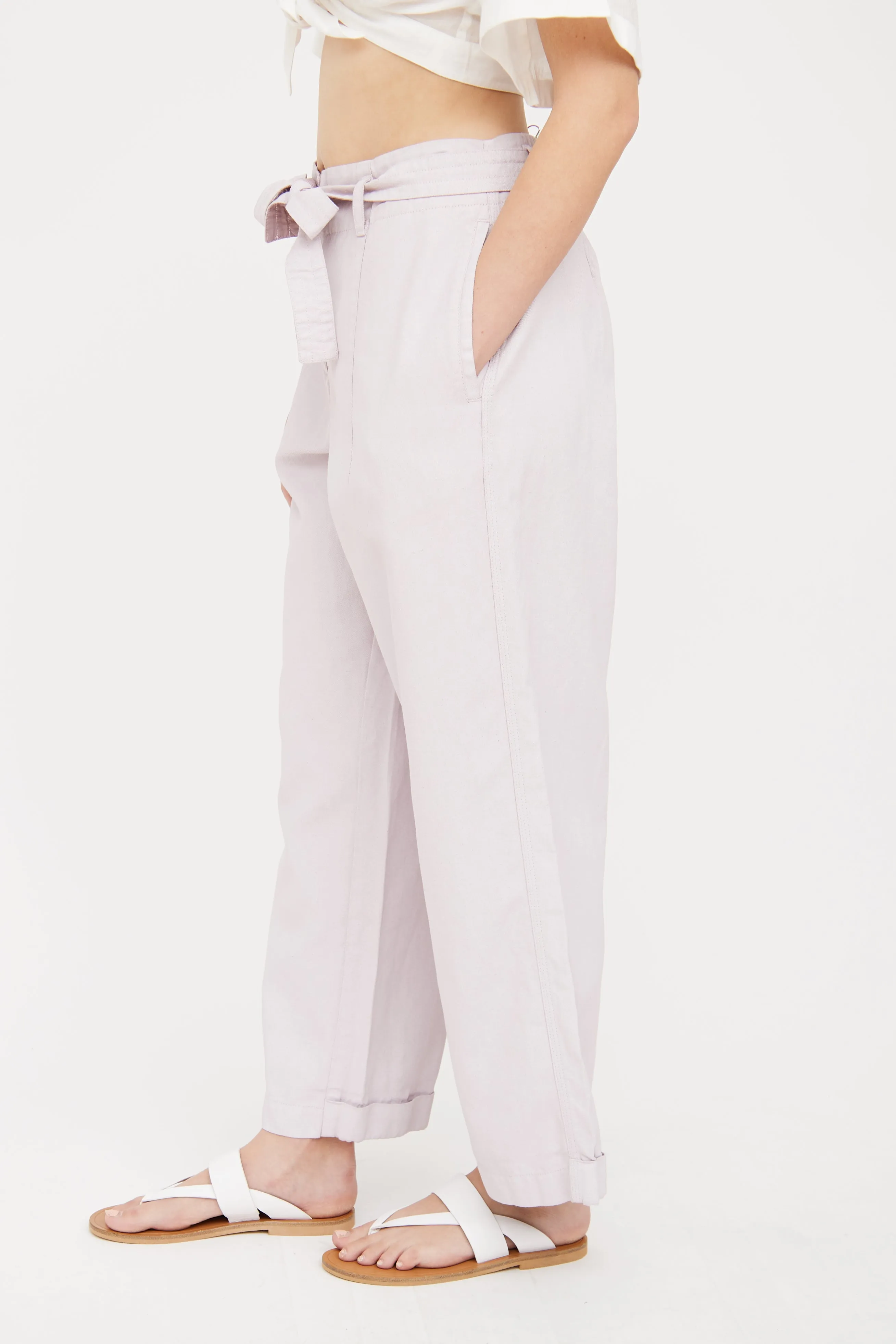 Pink Linen Blend Wide Legged Trouser
