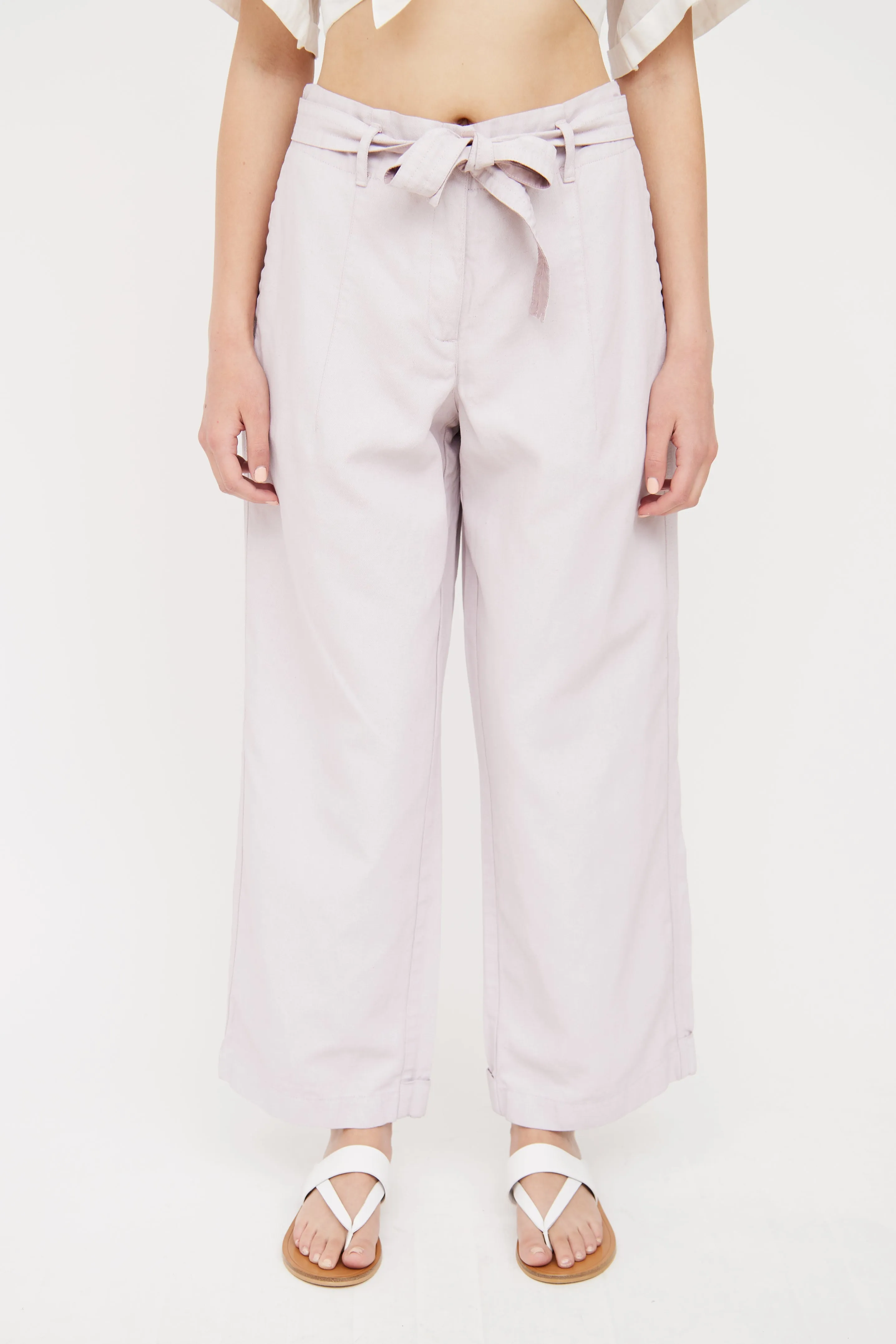Pink Linen Blend Wide Legged Trouser