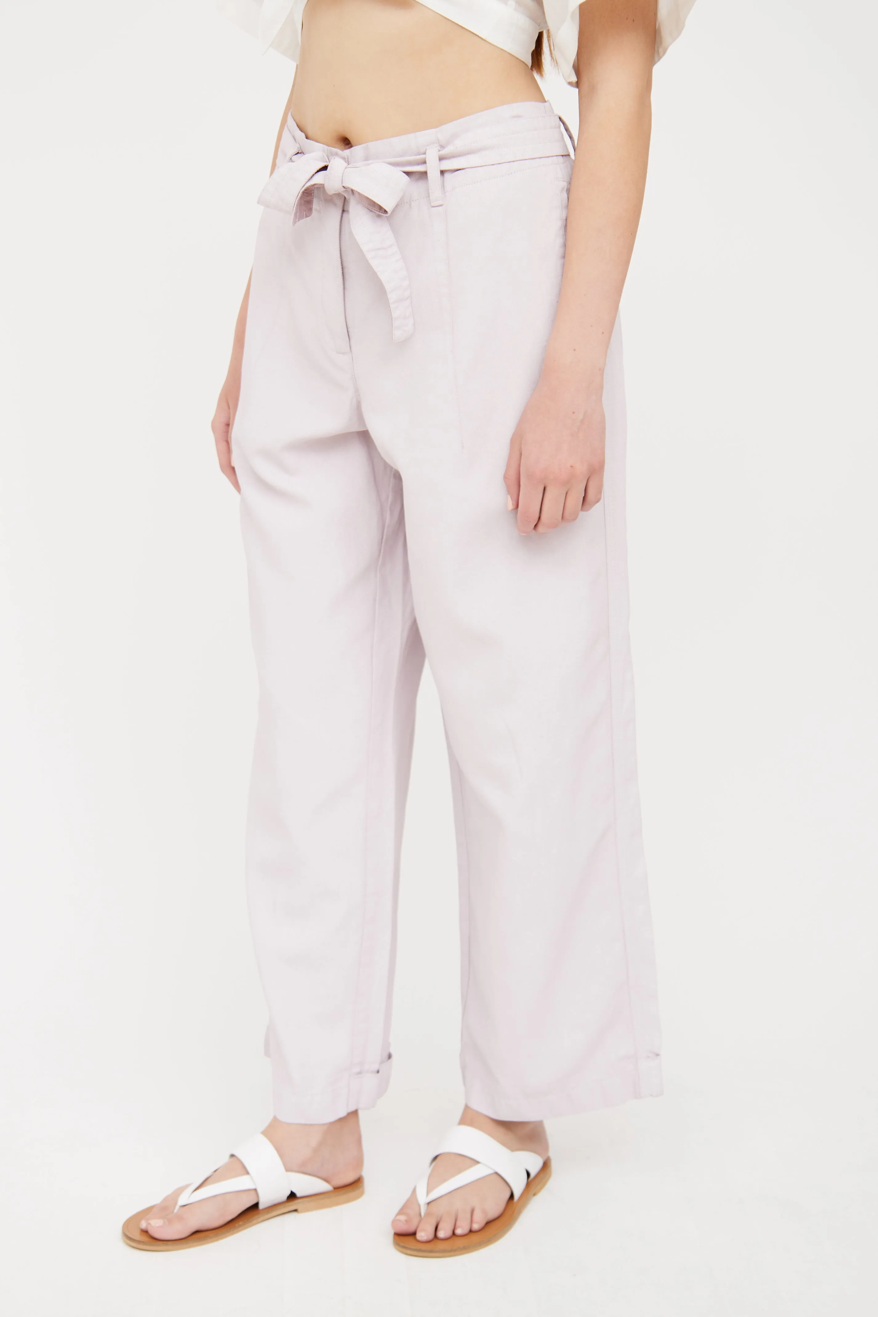 Pink Linen Blend Wide Legged Trouser