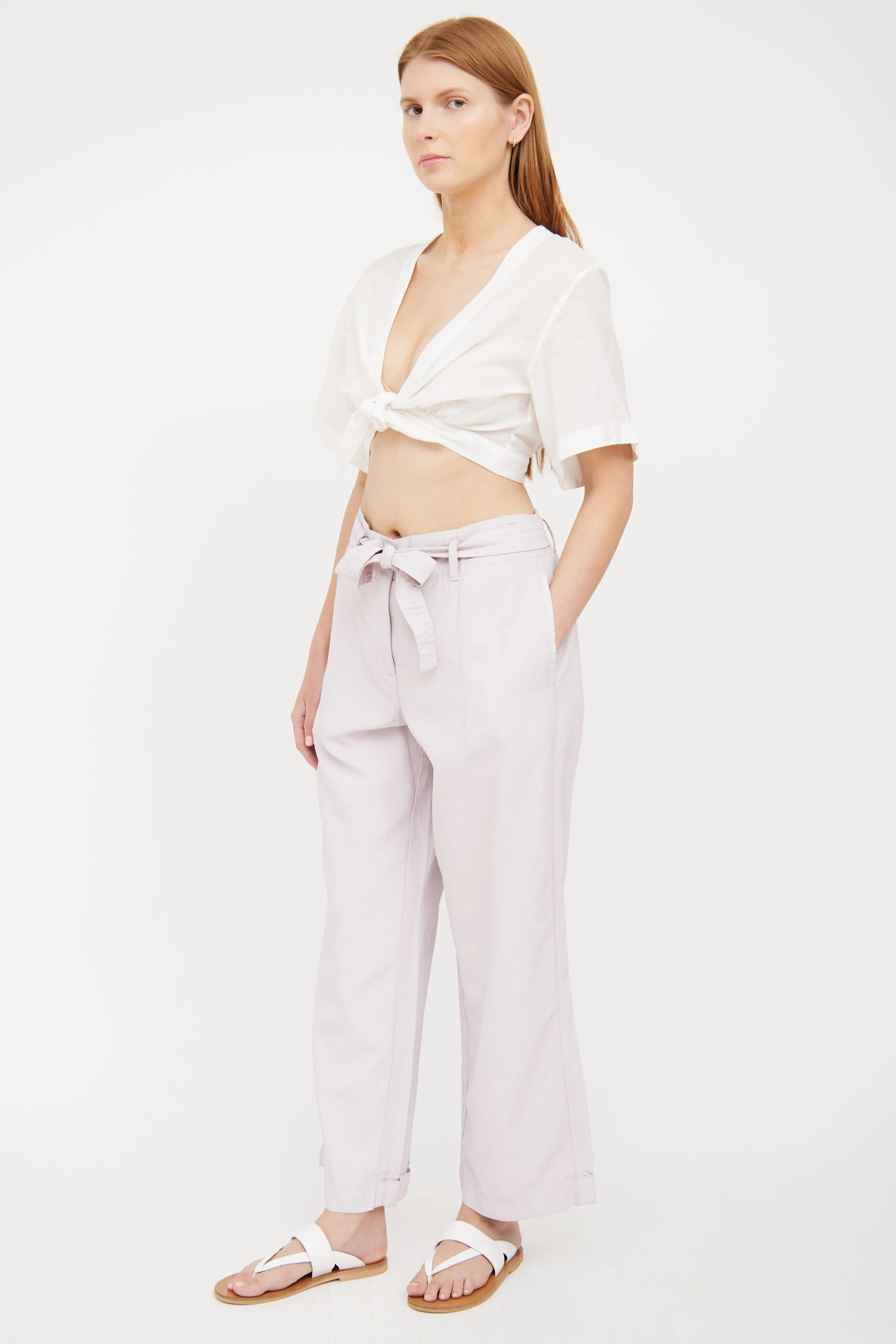 Pink Linen Blend Wide Legged Trouser