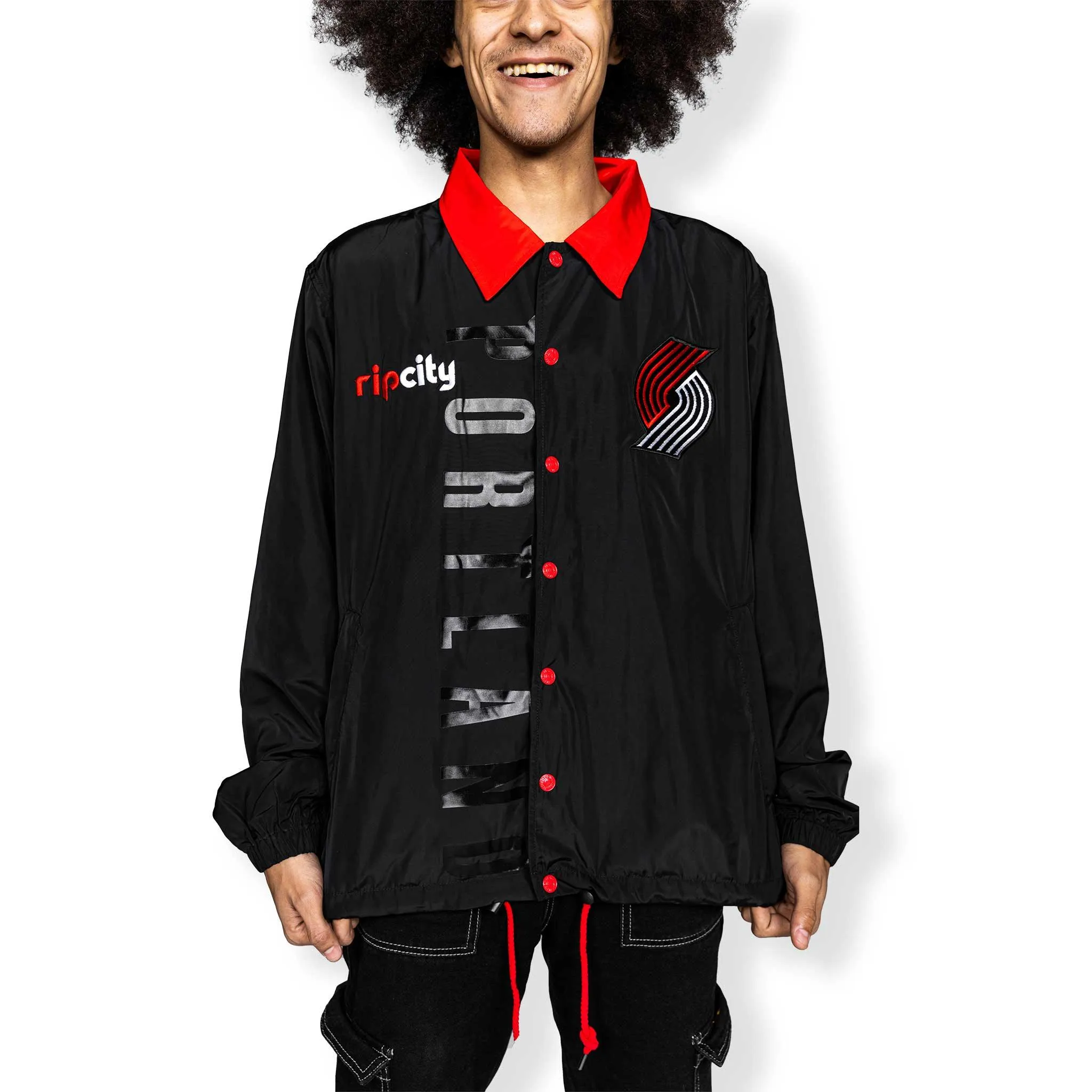 Portland Trail Blazers Wild Collective Back Pinwheel Coaches Jacket