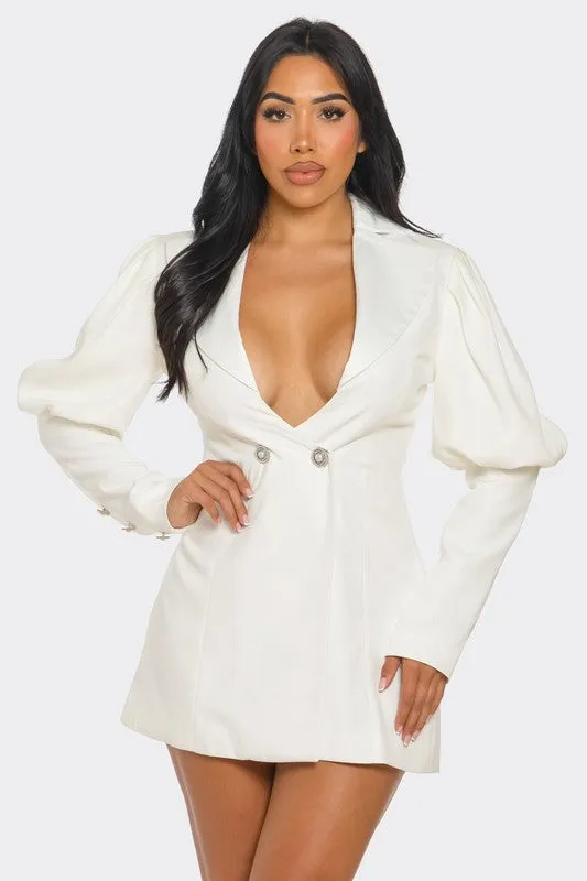PUFF SLEEVE BLAZER DRESS