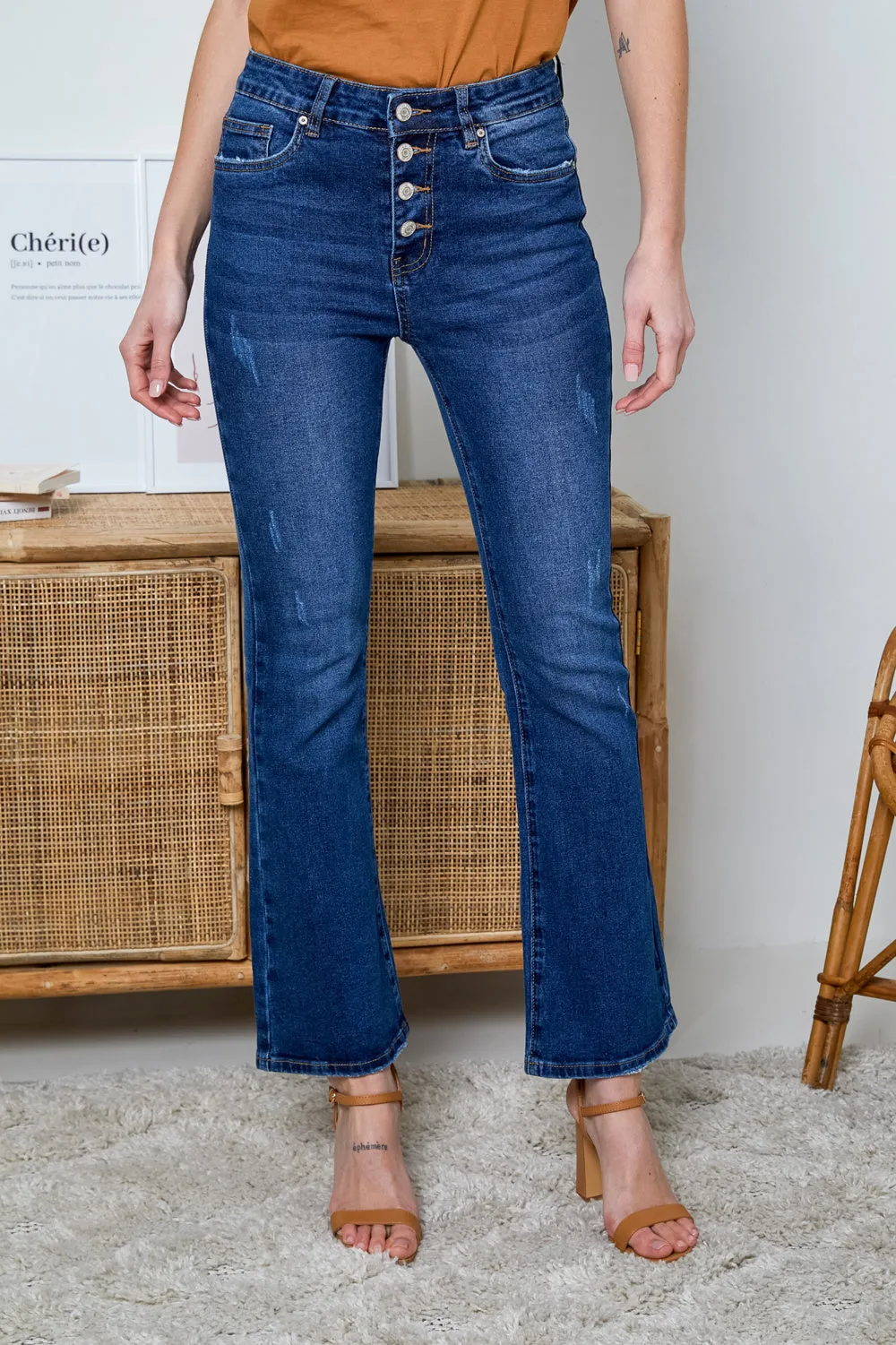 R.Display Flared Jeans with Buttons closure